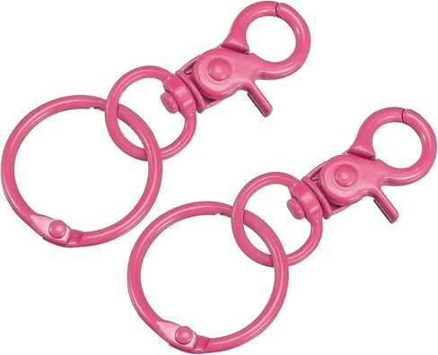 uxcell Swivel Clasps Lanyard Snap Hook with Binder Rings, 44mm Colorful Lobster Claw Clasp for Keys Organization, DIY Crafting, Black, 2Pcs in Kuwait