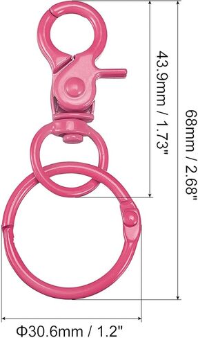 uxcell Swivel Clasps Lanyard Snap Hook with Binder Rings, 44mm Colorful Lobster Claw Clasp for Keys Organization, DIY Crafting, Black, 2Pcs in Kuwait