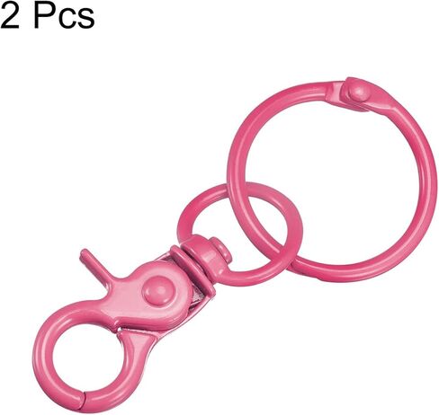 uxcell Swivel Clasps Lanyard Snap Hook with Binder Rings, 44mm Colorful Lobster Claw Clasp for Keys Organization, DIY Crafting, Black, 2Pcs in Kuwait