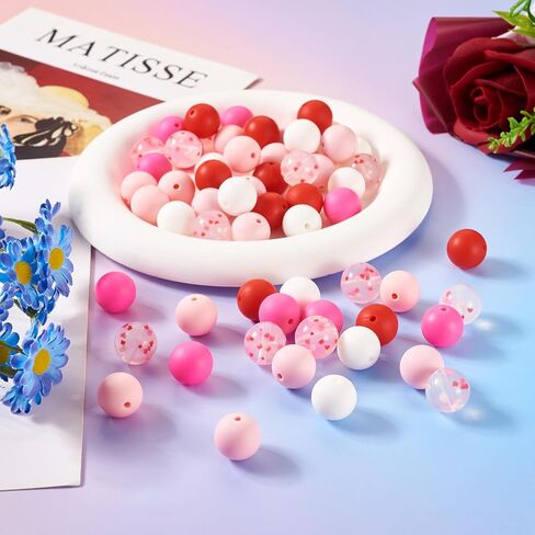FASHEWELRY 40Pcs Clear Round Silicone Beads Confetti Silicone Focal Beads 9mm 12mm Polka Dots Rubber Beads for Nurse Pens Keychain Making in Saudi Arabia