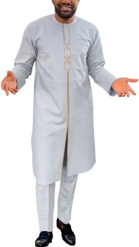African Embroidery Clothing Dashiki Kaftan Long Pants Men Clothes Sets in Saudi Arabia