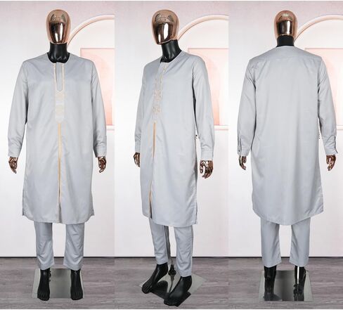 African Embroidery Clothing Dashiki Kaftan Long Pants Men Clothes Sets in Saudi Arabia