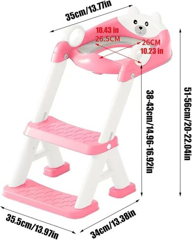 PandaEar Toilet Potty Training Seat with Step Stool Ladder, Comfortable Safe Potty Seat with Anti-Slip Pads Ladder & Bear Design for Kids Boys Toddlers -Grey in Kuwait
