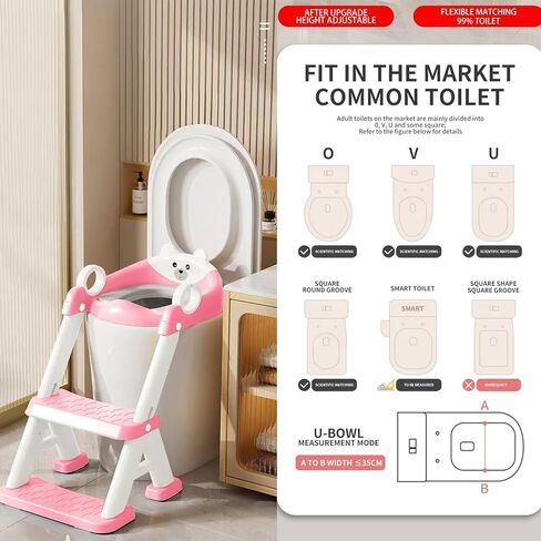 PandaEar Toilet Potty Training Seat with Step Stool Ladder, Comfortable Safe Potty Seat with Anti-Slip Pads Ladder & Bear Design for Kids Boys Toddlers -Grey in Kuwait