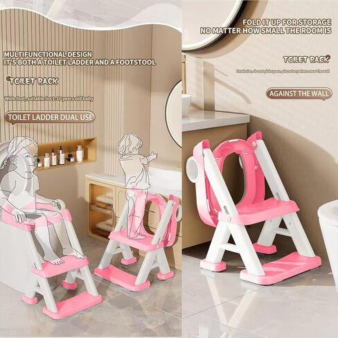 PandaEar Toilet Potty Training Seat with Step Stool Ladder, Comfortable Safe Potty Seat with Anti-Slip Pads Ladder & Bear Design for Kids Boys Toddlers -Grey in Kuwait