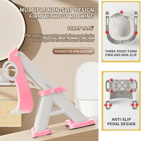 PandaEar Toilet Potty Training Seat with Step Stool Ladder, Comfortable Safe Potty Seat with Anti-Slip Pads Ladder & Bear Design for Kids Boys Toddlers -Grey in Kuwait
