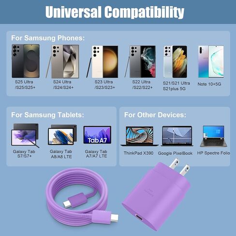 S23 S22 Ultra Super Fast Charger Type C,10FT Type C Charger Cable Fast Charging with 25W USB C Fast Wall Charger Block for Samsung Galaxy S23 Ultra/S23/S23+/S22/S22Ultra/S22+/S21/S20 /Note 10 20 Ultra in Kuwait