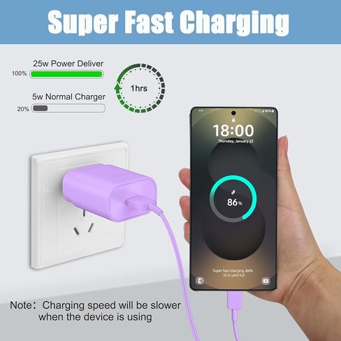 S23 S22 Ultra Super Fast Charger Type C,10FT Type C Charger Cable Fast Charging with 25W USB C Fast Wall Charger Block for Samsung Galaxy S23 Ultra/S23/S23+/S22/S22Ultra/S22+/S21/S20 /Note 10 20 Ultra in Kuwait