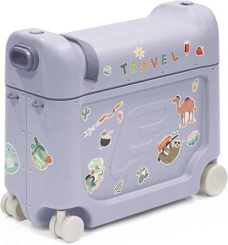 Stokke JetKids BedBox, Moonglow White - Ride-On Suitcase for Kids 2-7 Years Old (up to 77 lbs) - Transforms Into Bed - Includes Mattress, Decorative Stickers & Adjustable Carrying Strap in Kuwait