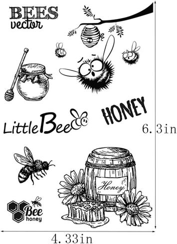Little Bee Honey Honeycomb Beehive Honey Jar Hive Clear Stamps شفاف بطاقات ألبوم طوابع سيليكونة طوابع مطاطية لزخارف صنع البطاقات و DIY Scrapbooking in Kuwait