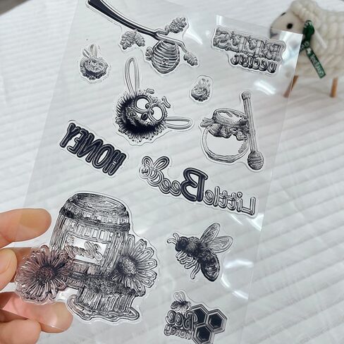 Little Bee Honey Honeycomb Beehive Honey Jar Hive Clear Stamps شفاف بطاقات ألبوم طوابع سيليكونة طوابع مطاطية لزخارف صنع البطاقات و DIY Scrapbooking in Kuwait