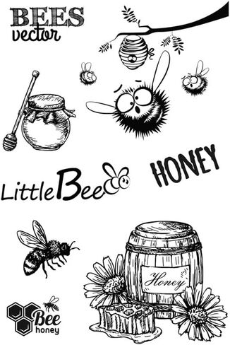 Little Bee Honey Honeycomb Beehive Honey Jar Hive Clear Stamps شفاف بطاقات ألبوم طوابع سيليكونة طوابع مطاطية لزخارف صنع البطاقات و DIY Scrapbooking in Kuwait