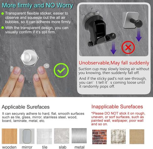 OCEANLOVE for MagSafe Wall Mount Magnetic Phone Holder, Self-Adhesive, Rotatable Ball, Waterproof, Compatible with iPhone 16/15/14/13/12 and All Phones, Shower Mirror Car Gym Bathroom Kitchen (Black) in Kuwait