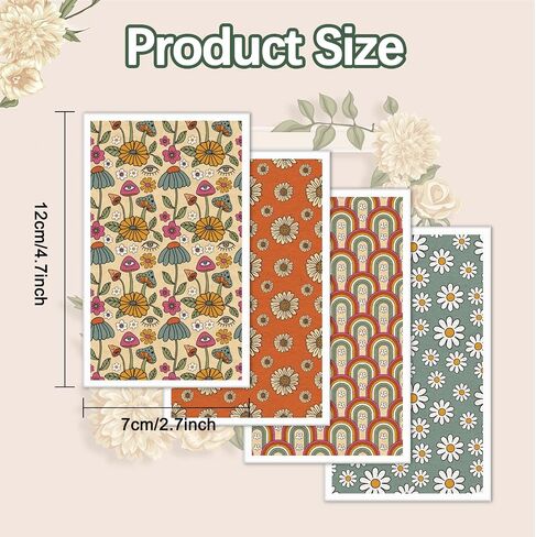 Whaline 20Pcs Boho Floral Clay Transfer Paper Groovy Daisy Flowers Rainbow Transfer Paper Retro Clay Transfer Paper for DIY Art Crafts Polymer Clay Jewelry Earrings Making Supplies, 2.7 x 4.7 Inch in Saudi Arabia