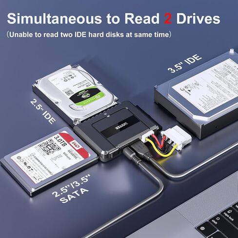 Unitek USB 3.0 to IDE and SATA Converter External Hard Drive Adapter Kit for Universal 2.5/3.5 HDD/SSD Hard Drive Disk, One Touch Backup Function, Included 12V/2A Power Adapter in Kuwait