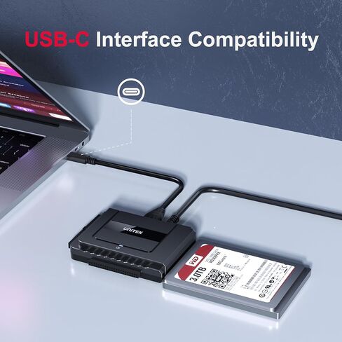 Unitek USB 3.0 to IDE and SATA Converter External Hard Drive Adapter Kit for Universal 2.5/3.5 HDD/SSD Hard Drive Disk, One Touch Backup Function, Included 12V/2A Power Adapter in Kuwait