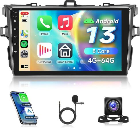 Rimoody Car Stereo Radio for Toyota Corolla 2009 2010 2011 2012 2013, Rimoody Android 13 GPS Navigation WiFi 9'' Touch Screen Mirror Link Bluetooth FM/RDS USB EQ+ Backup Camera in Kuwait