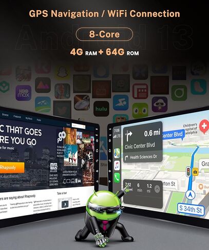 Rimoody Car Stereo Radio for Toyota Corolla 2009 2010 2011 2012 2013, Rimoody Android 13 GPS Navigation WiFi 9'' Touch Screen Mirror Link Bluetooth FM/RDS USB EQ+ Backup Camera in Kuwait