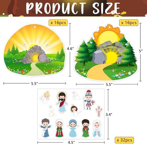 16PCS Easter Crafts for Kids Religious Gifts Make an Easter He Lives Stickers Scenes Resurrection Scene Sticker Ornaments Christian Jesus Stickers Party Favor for Classroom in Saudi Arabia