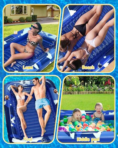 Larger Inflatable Tanning Pool Lounger Float, Heavy Duty 76" x 57" Thicken Suntan Tub Pool Floats with Removable Backrest & Cupholder, Navy Blue in Saudi Arabia
