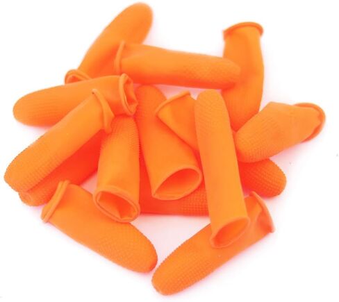 100 PCS Latex Finger Cots Reusable Rubber Fingertips Protective Glove Duty Industrial Grade Finger Cots-Small in Kuwait