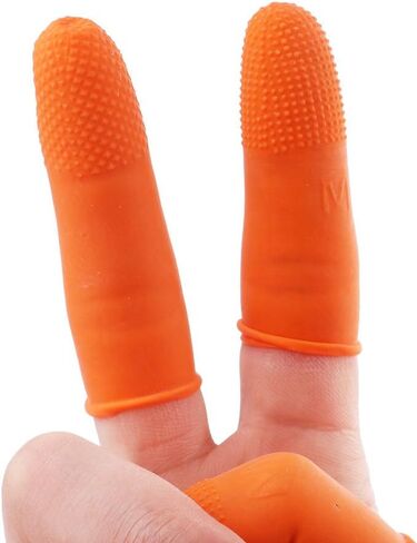 100 PCS Latex Finger Cots Reusable Rubber Fingertips Protective Glove Duty Industrial Grade Finger Cots-Small in Kuwait