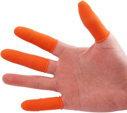 100 PCS Latex Finger Cots Reusable Rubber Fingertips Protective Glove Duty Industrial Grade Finger Cots-Small in Kuwait