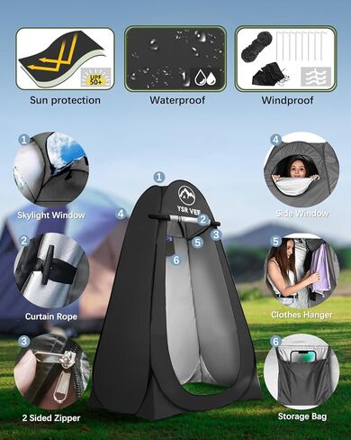 Camping Toilet with Pop-Up Privacy Tent and Liquid Waste Gel, Portable Toilet for Camping with Large Tent, Ergonomic Potty Provides Enhanced Comfort, Suitable for All Ages in Kuwait