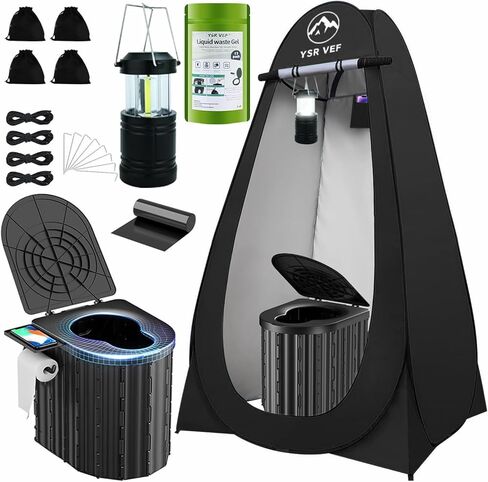 Camping Toilet with Pop-Up Privacy Tent and Liquid Waste Gel, Portable Toilet for Camping with Large Tent, Ergonomic Potty Provides Enhanced Comfort, Suitable for All Ages in Kuwait
