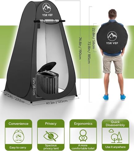 Camping Toilet with Pop-Up Privacy Tent and Liquid Waste Gel, Portable Toilet for Camping with Large Tent, Ergonomic Potty Provides Enhanced Comfort, Suitable for All Ages in Kuwait
