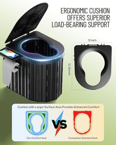 Camping Toilet with Pop-Up Privacy Tent and Liquid Waste Gel, Portable Toilet for Camping with Large Tent, Ergonomic Potty Provides Enhanced Comfort, Suitable for All Ages in Kuwait