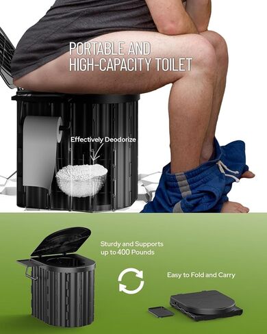 Camping Toilet with Pop-Up Privacy Tent and Liquid Waste Gel, Portable Toilet for Camping with Large Tent, Ergonomic Potty Provides Enhanced Comfort, Suitable for All Ages in Kuwait