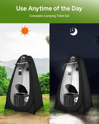 Camping Toilet with Pop-Up Privacy Tent and Liquid Waste Gel, Portable Toilet for Camping with Large Tent, Ergonomic Potty Provides Enhanced Comfort, Suitable for All Ages in Kuwait