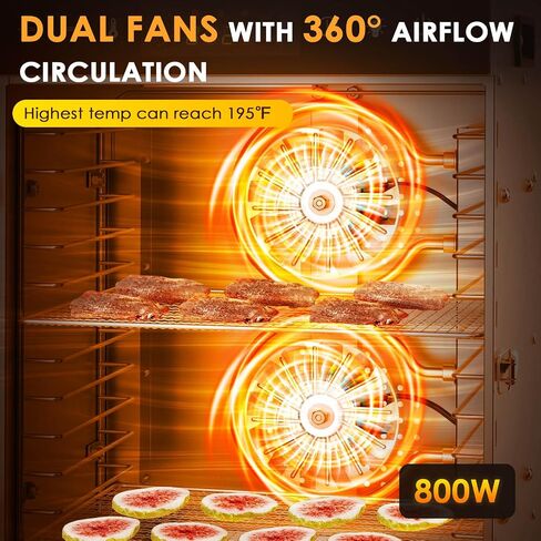 HOPERAN Food Dehydrator, 12 Stainless Steel Trays Dehydrators for Food and Jerky, Herbs, Fruit, Dehydrator Machine with Digital Timer and Temperature Control, Overheat Protection, Recipe Book Included in Kuwait
