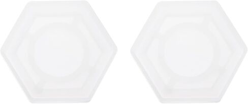 uxcell 2 Pcs Hexagon Small Coaster Silicone Resin Mould, Tray Moulds for Resin Casting, Epoxy Resin Moulds for Coasters Trays DIY Art Cup Bowl Mats, Candle Holder, Home Decoration, White in Saudi Arabia