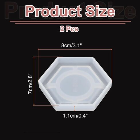 uxcell 2 Pcs Hexagon Small Coaster Silicone Resin Mould, Tray Moulds for Resin Casting, Epoxy Resin Moulds for Coasters Trays DIY Art Cup Bowl Mats, Candle Holder, Home Decoration, White in Saudi Arabia