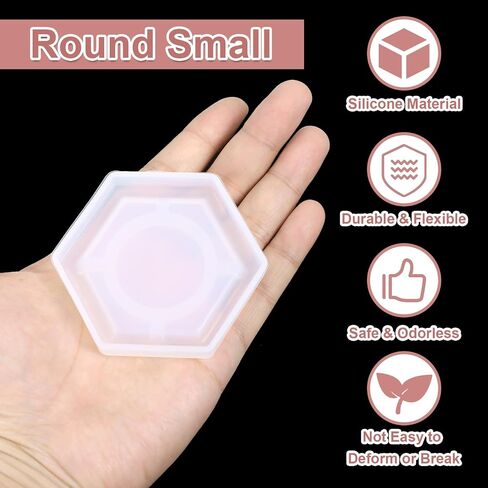 uxcell 2 Pcs Hexagon Small Coaster Silicone Resin Mould, Tray Moulds for Resin Casting, Epoxy Resin Moulds for Coasters Trays DIY Art Cup Bowl Mats, Candle Holder, Home Decoration, White in Saudi Arabia