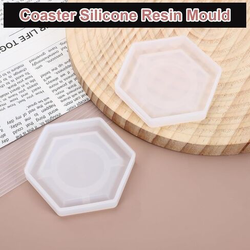 uxcell 2 Pcs Hexagon Small Coaster Silicone Resin Mould, Tray Moulds for Resin Casting, Epoxy Resin Moulds for Coasters Trays DIY Art Cup Bowl Mats, Candle Holder, Home Decoration, White in Saudi Arabia