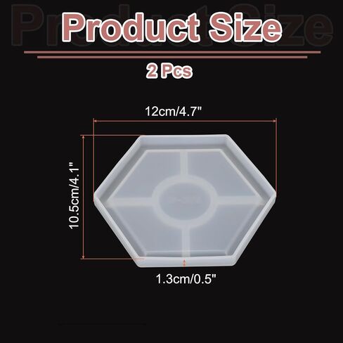 uxcell 2 Pcs Hexagon Small Coaster Silicone Resin Mould, Tray Moulds for Resin Casting, Epoxy Resin Moulds for Coasters Trays DIY Art Cup Bowl Mats, Candle Holder, Home Decoration, White in Saudi Arabia