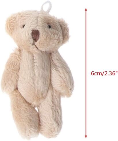 12Pcs 6CM Plush Small Joint Teddy Bear Bulk Stuffed Animal Toys Wedding Gift Box Doll Toy for Birthday Cake Wedding Decorations Party Favors Supplies Bag DIY Accessory,White&Beige&Brown in Saudi Arabia