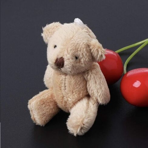 12Pcs 6CM Plush Small Joint Teddy Bear Bulk Stuffed Animal Toys Wedding Gift Box Doll Toy for Birthday Cake Wedding Decorations Party Favors Supplies Bag DIY Accessory,White&Beige&Brown in Saudi Arabia
