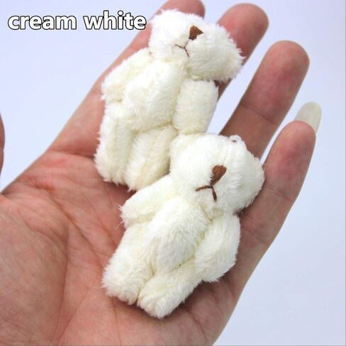 12Pcs 6CM Plush Small Joint Teddy Bear Bulk Stuffed Animal Toys Wedding Gift Box Doll Toy for Birthday Cake Wedding Decorations Party Favors Supplies Bag DIY Accessory,White&Beige&Brown in Saudi Arabia