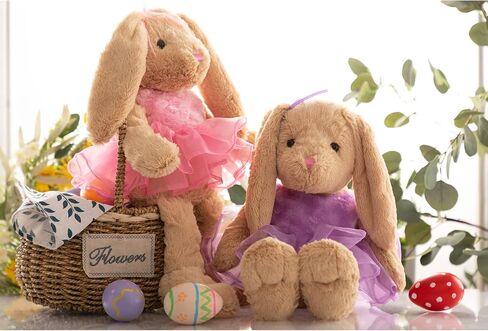 HollyHOME Ballet Bunny Stuffed Animal Plush Rabbit in Gauzy Dress Cute Easter Bunny Doll for Kids 21 inch Pink in Saudi Arabia