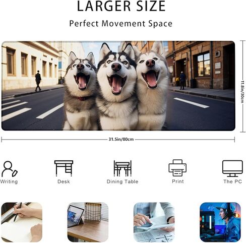 هدايا وسادة الماوس للألعاب Husky 31.5 "× 11.8" ، القاعدة المطاطية غير المنقولة مموز موسى لأجهزة الكمبيوتر ، ديكور ملحقات مكتب الكمبيوتر المحمول ، وسادة الماوس ، لوحة المفاتيح. in Kuwait