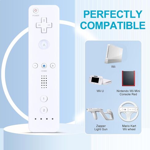 RETROSUN Replacement Remote Control with Built in Motion Plus 2 in 1 and Nunchuck, Wireless Remote Controlle for Nintendo Wii/Wii U with Gamepad Joystick and Silicone Case and Wrist Strap (Blue) in Kuwait