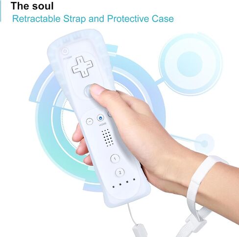 RETROSUN Replacement Remote Control with Built in Motion Plus 2 in 1 and Nunchuck, Wireless Remote Controlle for Nintendo Wii/Wii U with Gamepad Joystick and Silicone Case and Wrist Strap (Blue) in Kuwait