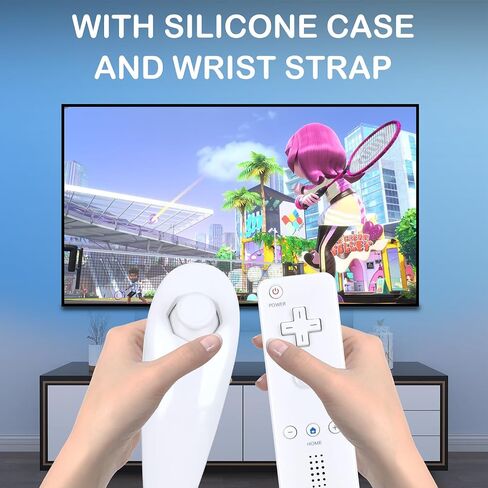 RETROSUN Replacement Remote Control with Built in Motion Plus 2 in 1 and Nunchuck, Wireless Remote Controlle for Nintendo Wii/Wii U with Gamepad Joystick and Silicone Case and Wrist Strap (Blue) in Kuwait