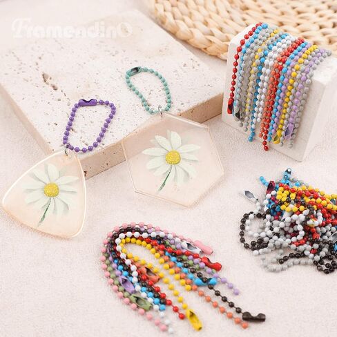 Framendino, Ball Chain Keychains with Connectors Metal Bead Chain Nickel Chain Hanging Chains Dog Tag Chain Necklace Ball Chain Keychain for Jewelry Making in Saudi Arabia