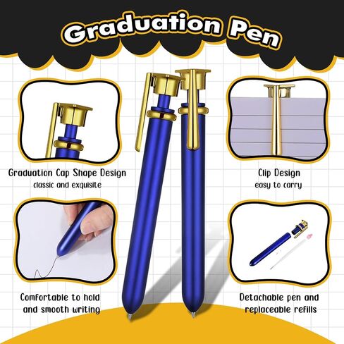 24 Pcs Graduation Ballpoint Pen Graduation Party Favors 2025 Graduate Cap Black Gel Ink Pens Gifts Student School Teacher Office Home Supplies(Blue) in Saudi Arabia