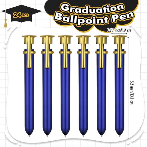 24 Pcs Graduation Ballpoint Pen Graduation Party Favors 2025 Graduate Cap Black Gel Ink Pens Gifts Student School Teacher Office Home Supplies(Blue) in Saudi Arabia